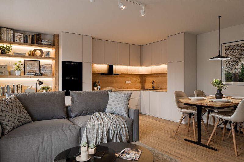 BYT 3.01 - dispozice 3+kk, 90 m2, balkon směrem ke Stromovce a zahrádkám