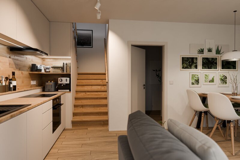 BYT 4.03 - dispozice 3+kk, Mezonet, 90 m2, terasa směrem ke Stromovce